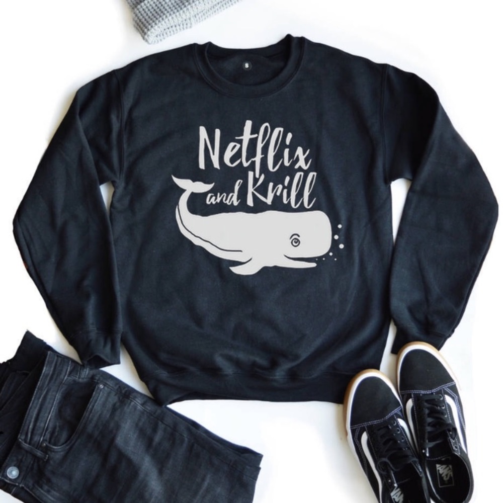 Punny Netflix and chill crewneck